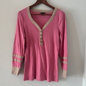 Torrid Ribbed Henley Varsity Long Sleeve Top size 1